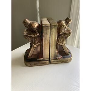 2 Vintage Marion Bronze Co. Bookends "Old Professor" 1930's Bronze-Clad Heavy